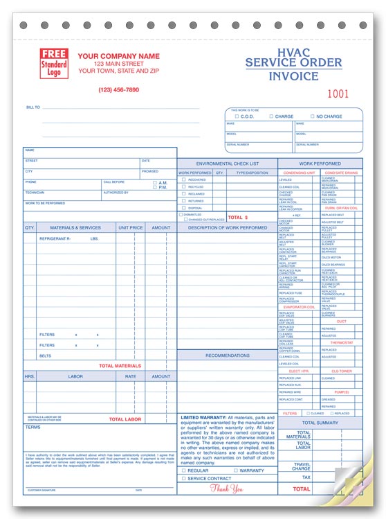 6501 Service Orders HVAC w/Checklist...