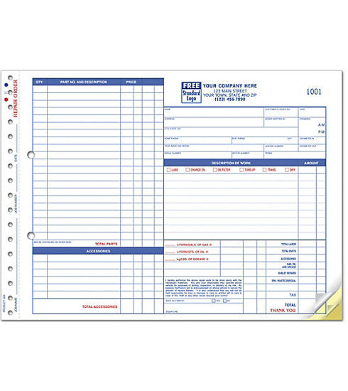 655 Repair Orders Garage Carbonless...