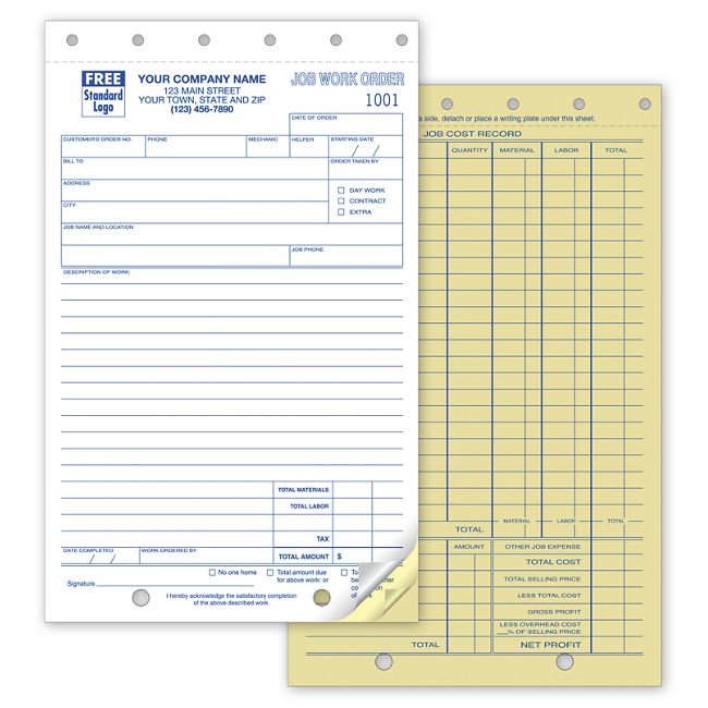 6558 Work Orders Job Carbonless...
