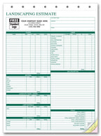 6571 Landscape Bid Landscaping Estimate Form 8 1/2 x 11"