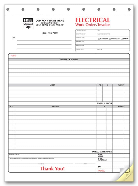 6574 Electrical Forms Work Orders...