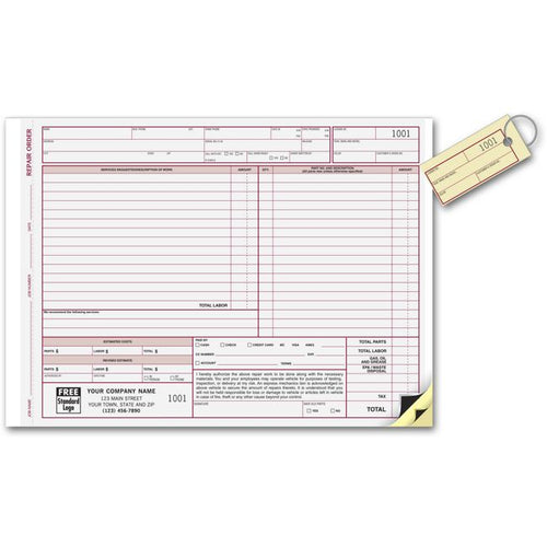 6582 Repair Orders with Key Tag and Carbons 11 x 8 1/2"
