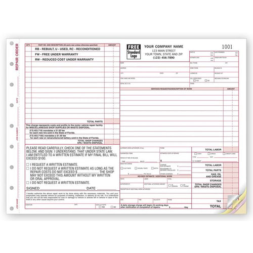 6585 Repair Orders Florida State 11 x 8 1/2"