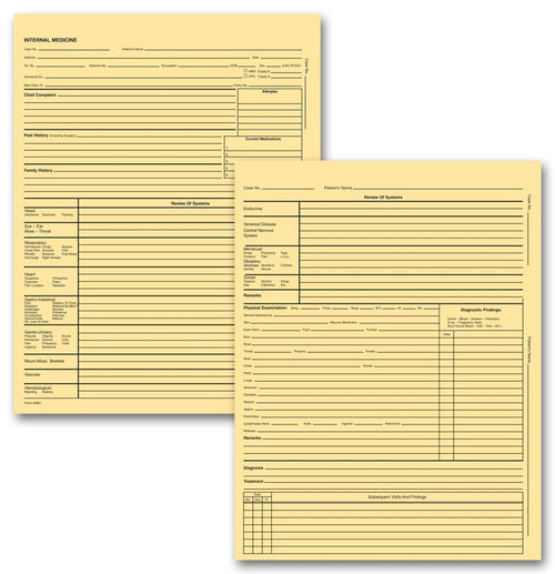 6961 Internal Medicine Exam Records 2 Page Letter Buff 8 1/4 x 10 3/4"