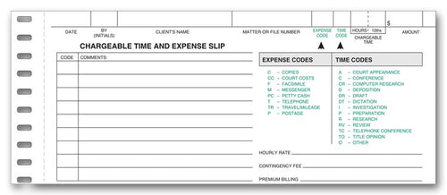 7302 Chargeable Time Expense Slip 7 x 5"