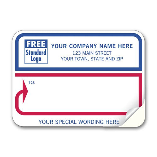 74 Mailing Labels Padded White with Blue & Red Borders 3 7/8 x 2 7/8"
