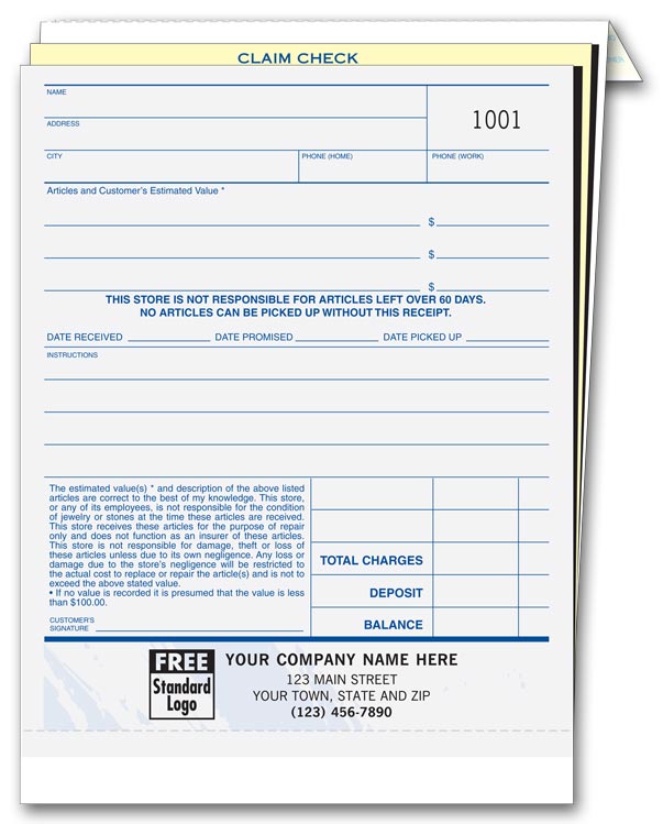 764T Jewelry Repair Orders with Envelope Large 5 2/3 x 7 3/4"