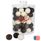 765085 Acrylic Cylinder Jar with Malt Balls 4 1/4 Round x 5 3/4"h