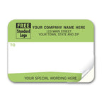 79 Mailing Labels Padded White w/Green From Or Return 3 7/8 x 2 7/8"