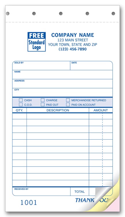 80 Classic Small Sales Slips 4 1/4 x 7"