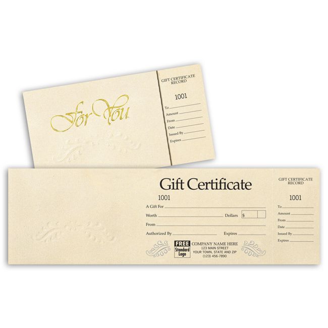 838 Gift Certificates Ivory Foil...