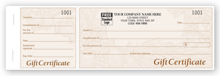 8385 Harvest Gift Certificates Booked Light Burgundy 6 5/8 x 3 1/8" plus 3 1/2" stub