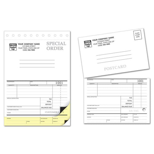 86 Sales Orders with Postcard and Carbons 5 2/3 x 8 1/8"
