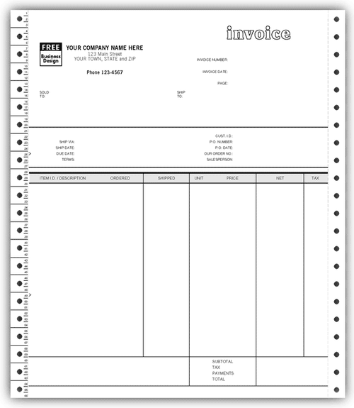 9088A Classic Continuous Invoice 8 1/2 x 11"