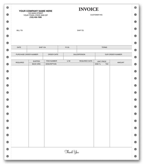 9129 Continuous Invoice 9 1/2 x 11"