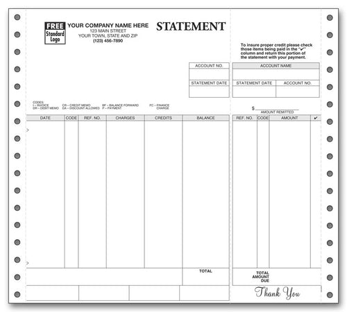 9211 Continuous Statement 9 1/2 x 8 1/2"