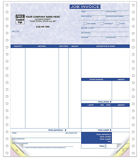 9251G Continuous Job Invoice Parchment...