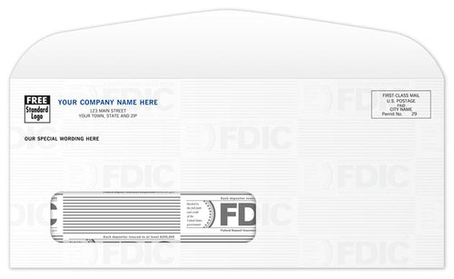 96302 24# White FDIC Tint #10 Window Envelope 9 1/2 x 4 1/8"