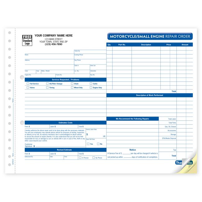 AUT6510 Motorcycle/Small Engine Repair Order...
