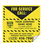CL16 For Service Call Label Yellow With Safety Border Vinyl 5 x 5"