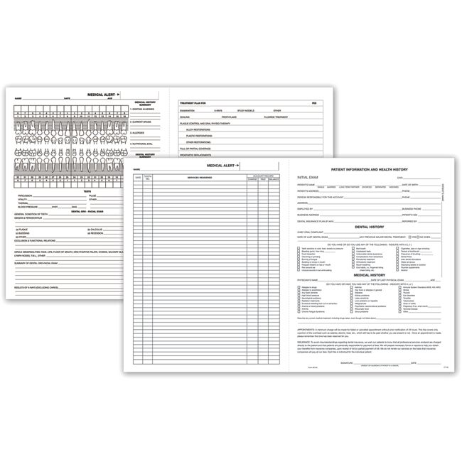 D100 Four-Page Dental Exam Record With Treatment Plan 11 x 17"