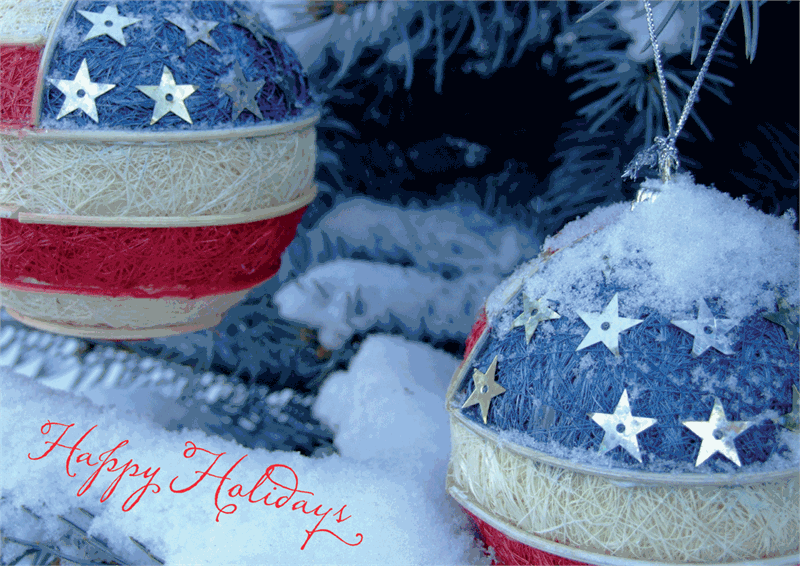 D2437 Patriotic Ornaments Christmas Greeting...