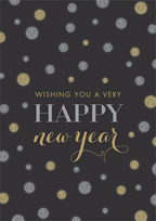 D2539 Silver & Gold Style & Glitz Happy New Year Holiday Cards 5 5/8 x 7 7/8"