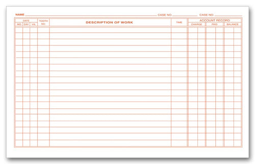 D58 Dental Continuation Exam Records 2 Sided Card Style 5 x 8"