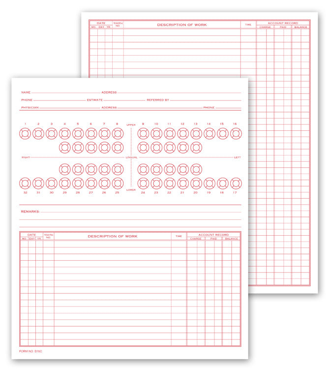 D70C Dental Exam Record Numbered...