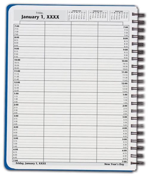 DAY2 DayScan 4 Column Wirebound Book 15 Minute Intervals 7am-7pm 8 1/2 x 11"