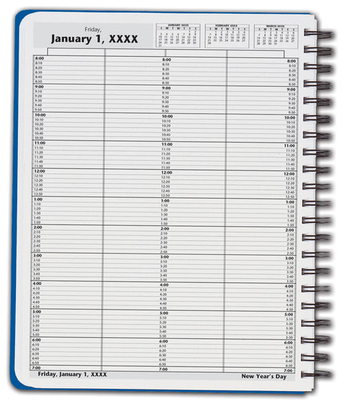 DAY3 DayScan 4 Column Wirebound Book 10 Minute Intervals 8am-7pm 8 1/2 x 11"