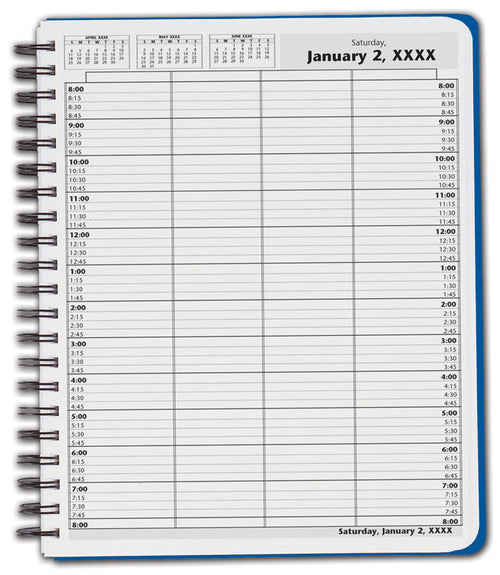 DAY4 DayScan 4 Column Wirebound Book 15 Minute Intervals 8am-8pm 8 1/2 x 11"