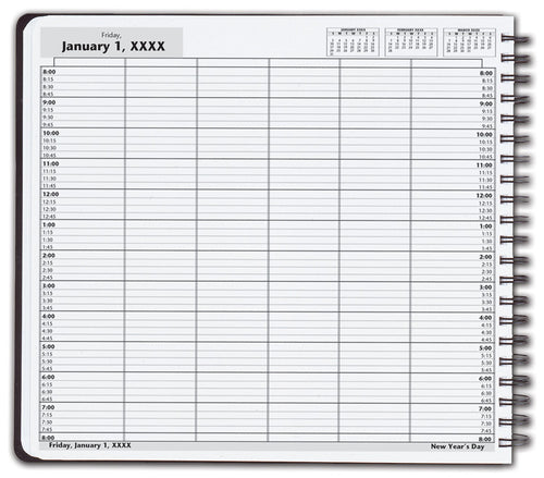 DAY8 DayScan 6 Column Wirebound Book 15 Minute Intervals 8am-8pm 12 x 11"