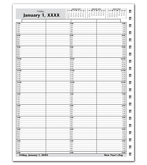 DAY9 DayScan 4 Column Looseleaf Book 10 Minute Intervals 7am-6pm 8 1/2 x 11"
