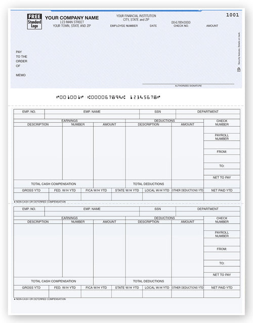 DLT301 Laser Top Payroll Check 8 1/2 x 11"
