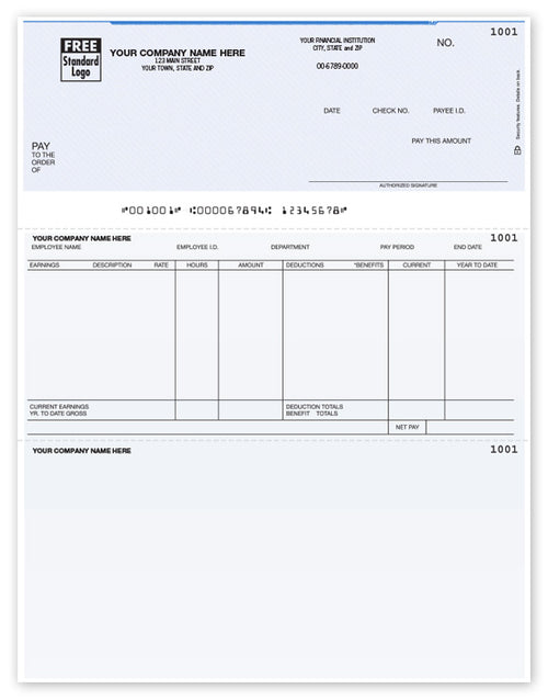 DLT308 Laser Top Payroll Check 8 1/2 x 11"