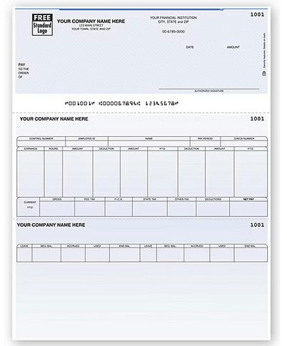 DLT310 Laser Top Payroll Check 8 1/2 x 11"