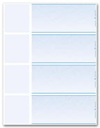 DLW808 Laser 4 Up Wallet Blank Check Stock 8 1/2 x 11"