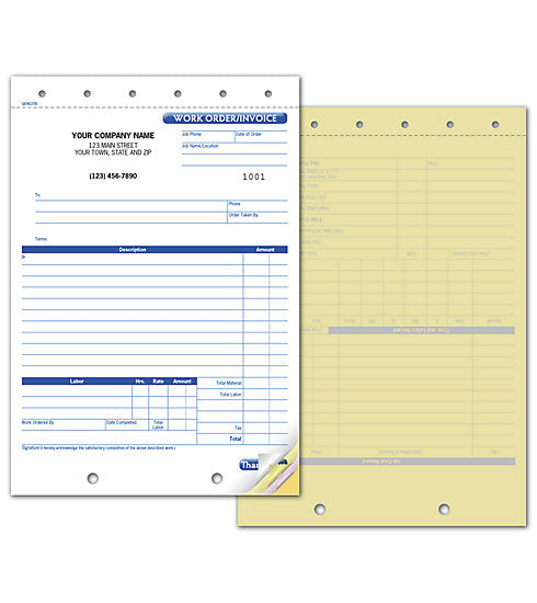 GEN0255 Work Order Invoice Carbonless...