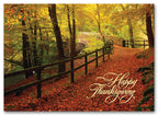 H59845 - N9845 Leaf Strewn Lane Thanksgiving Cards 7 7/8 x 5 5/8"