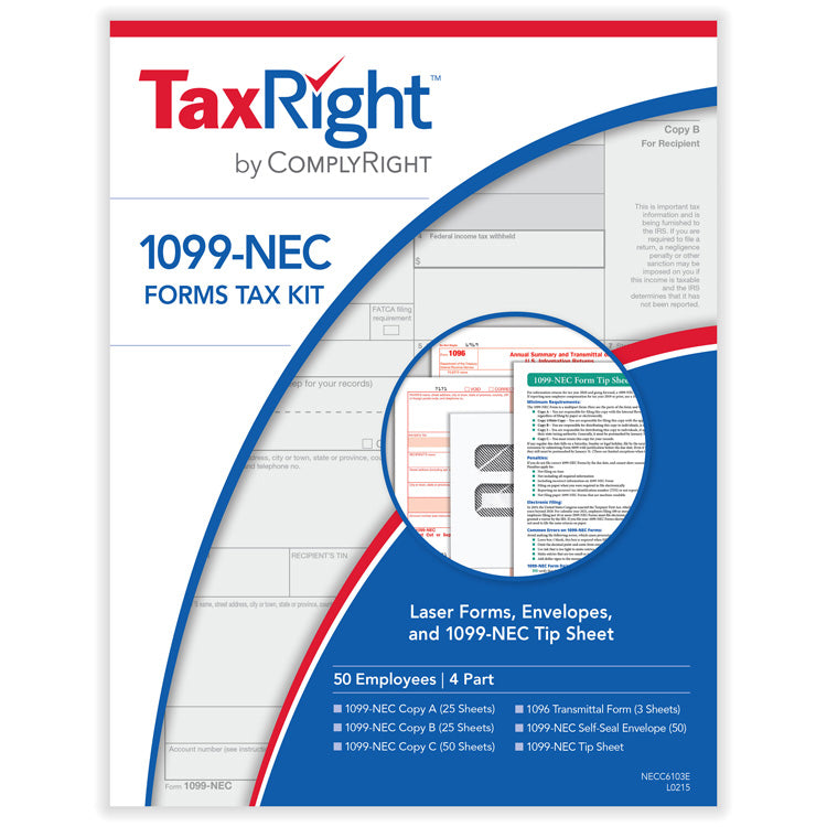N6103E 2024 ComplyRight 1099-NEC 4 Part Kit With Envelopes 8 1/2 x 11"