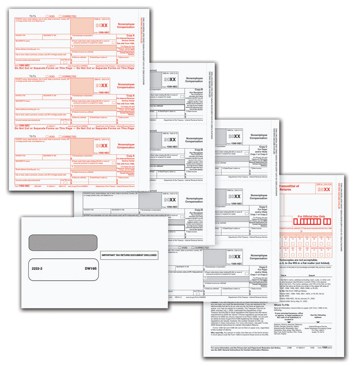 NE6103E 1099 NEC Laser Packaged Set 4part with Envelope 8 1/2 x 11"