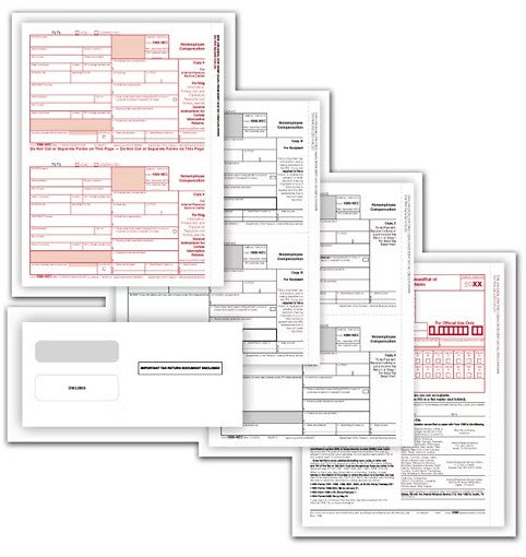 NE6105E 1099-NEC Laser Set - 5 Part with Envelopes 8 1/2 x 11"