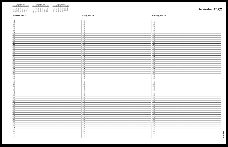 TIME53 TimeScan 3 Column Wirebound Book 10 Minute Spacing 8am-6pm 17 x 11"