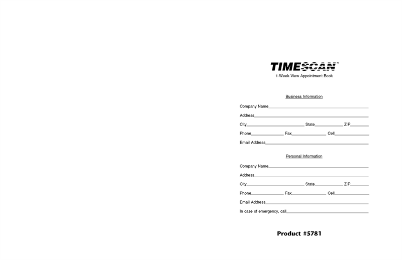 TIME64 TimeScan 4 Column Looseleaf Pages 15 Minute Interval 7am-6pm With Extra Hour 17 x 11"