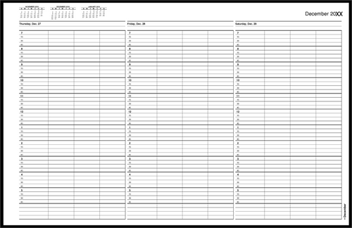 TIME63 TimeScan 4 Column Wirebound Book 15 Minute Spacing 7am-6pm With Extra Hour 17 x 11"