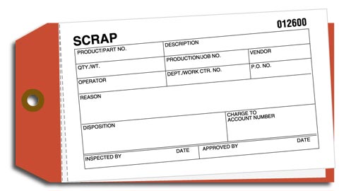 R15015 Material Control Tags 3 1/8 x 6 1/4"