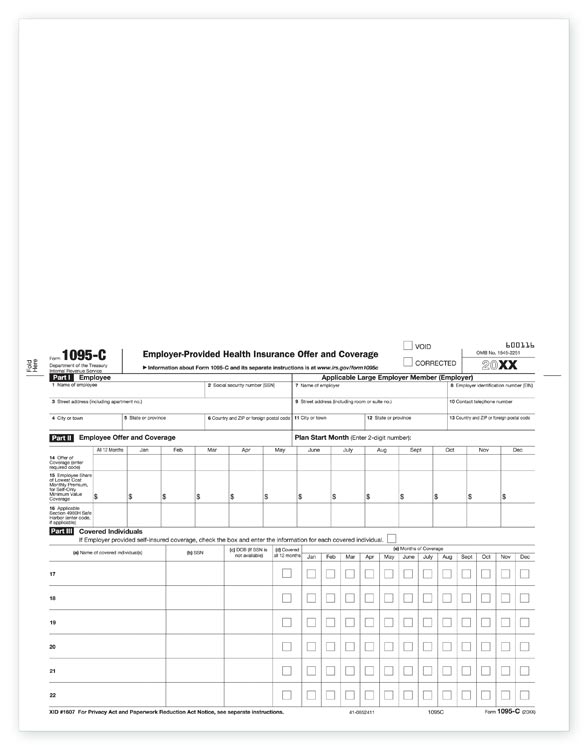 TF5096B 2024 Laser ACA 1095C Employer Provided Health Bulk Quantity 8 1/2 x 11"