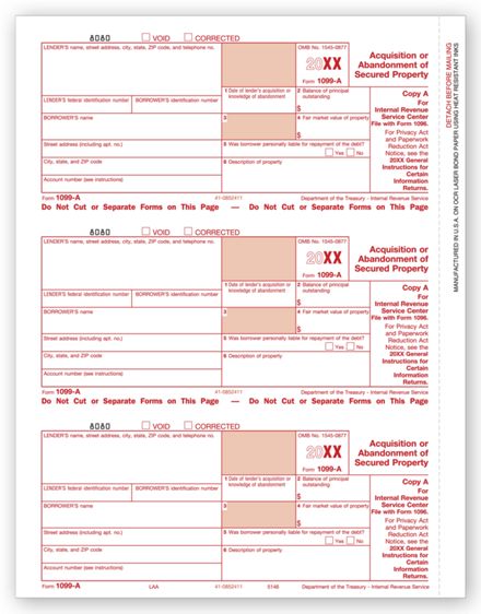 TF5146 2024 Laser 1099-A Federal Copy A 8 1/2 x 11"