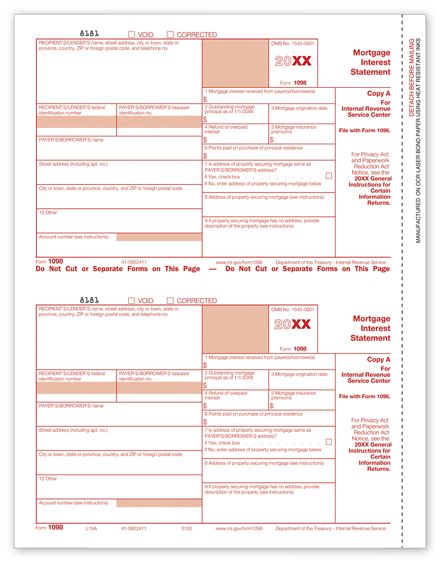 TF5150B 2024 Laser 1098 Mortgage Interest Federal Copy A Bulk 8 1/2 x 11"